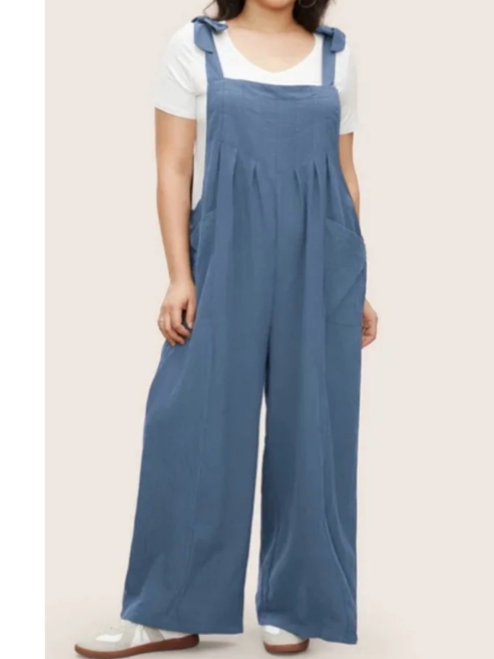 BloomChic Dusty Blue Tie-Strap Wide Leg Overalls Size 14-16 Boho Cottagecore